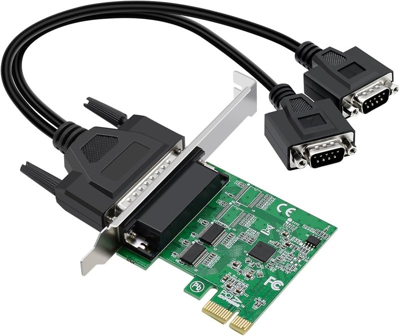 Buacoz PCIe to Dual RS232 Serial Port Card with DB9 Connectors - 2-Port COM Expansion Card for Industrial PCs, Desktop Computers, and 9-Pin Multi-Serial Adapter - Image 1